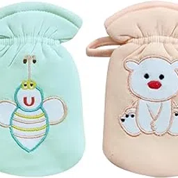 Sarvatapana Cotton Baby Feeding Bottle Cover Suitable for 60-125ML (Pack of 2) Embroidered Patch Cartoon Bottle Covers Feeding Bottle Cover with Easy to Hold Strap (Green & Peach)-picture-28