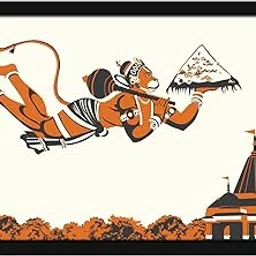 Mad Masters Flying Lord Hanuman carrying Sanjeevani Booti for Laxman Painting Photo Frame for Living Room, Bedroom, Home Decor and Wall Decoration (MM 1185, 12x18 Inch, Canvas, With Plexi Glass)-picture-33