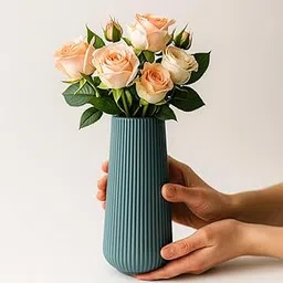 Vendola Flower Vase for Living Room – Home Decoration Items, Nordic Minimalist Design, Ceramic Look, Lightweight Decorative Plastic Flower Pot for Aesthetic Home Decor (Only Vase) (Grey)-picture-17
