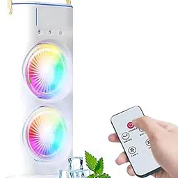 Drumstone (𝗦𝗽𝗲𝗰𝗶𝗮𝗹 5+5 Years Warranty Double-Ended Spray Cooler | 2025 USB Rechargeable Mini Air Cooler Fan with LED Light & Remote | 3-Speed Portable Quiet Mist Fan for Home, Office & Travel-image-6