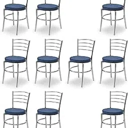 Office Visitor Home Restaurant Steel Dining Chair Multipurpose with a Leather Cushion Steel Chrome Chair with Ring (Blue, 10)-picture-29