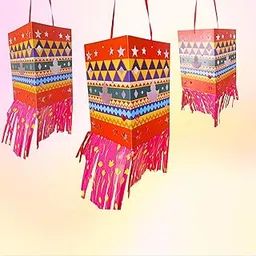 DigiArts Paper Kandeel Lantern for Diwali Decoration | Multicolor Traditional Hanging Paper Lantern with Tassels | Easy to Assemble Festival Home Decor (Pack of 1)-picture-55