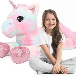 AVS 50cm Sleeping Unicorn Soft Stuffed Animals Plush Toy for Kids Huggable Cute Soft Plush Toy for Best Birthday/Valentine's Gift for Girls/Boys Home Decorative Items (Multicolor-50cm)-image-56