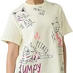 Official The Office: Angela's Cats Womens and Girls Oversized fit Graphic Prnited Half Sleeve Cotton White Color Oversized T-Shirts (218825)-image-22