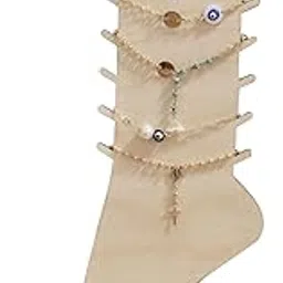 SVM CRAFT® Wooden Foot-Shaped Jewelry Display Stand for Anklets, Wooden Anklet Organizer-image-5