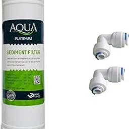 AkuaBeat Platinum Inline Sediment Filter 10” with Push Fit Elbow of ¼ Compatible with Almost All RO Water Purifier image 1