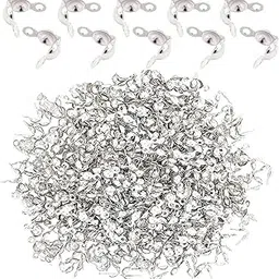 Dhruv Crafts Bead Tips Knot Covers Clamshell Fold-Over Bead Calotte Ends Knot Covers Metal Open Bead Tips Knot Covers for Jewelry Making DIY Findings Crafts |50 PCS|-picture-26