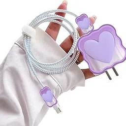 FACTOTECH Protective Charging Case for iPhone 11/12/13/14/15/16/Pro Max,for 18W/20W Charger and Charging Cable,Have Durable Cable Sleeve -Purple Heart-picture-39