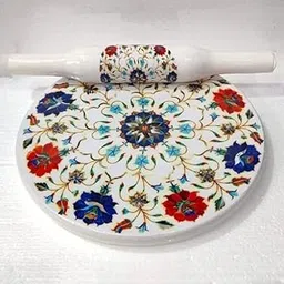 Generic Rolling Pin with Floral Design, Traditional Porcelain, White Base with Red and Blue Pattern-picture-57