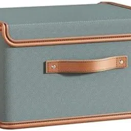 DREZA Collapsible Storage Box with Lid, Fabric Storage Box for Clothes, Wardrobe Storage (37 x 27 x 26 cm) (1 Pack,26 L)-image-2