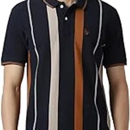 van heusen Men's Striped Regular Fit T-Shirt (VSKPURGF147318_Navy-picture-15