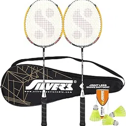 Silver's Graphite Shaft Jointless Reflex Badminton Kit (2 Racquets with Full Cover, 1 Box Nylon Shuttlecock Pack of 3)(Yellow/Black)-image-53