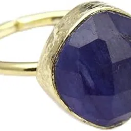 el joyero Rose Cut Blue Tanzanite Cushion Shape Brass Band Gemstone Ring | Handmade Designe | Gold Plated Ring Jewelry 1094 36-picture-11