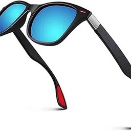 Square Blue Mirror Red-Tip Sunglasses for Men and Women | Stylish Full-Rim Cover Eyewear for Cycling Driving, Sports | Lightweight Flexible Optical Frame for All-Day Comfort & Selfies-image-52