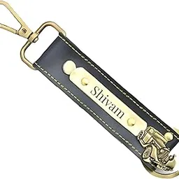 pijera Personalized Leather Keychain with Custom Name and Metal Charm, PU Leather with Hand Stitching, Adjustable Keyholder-picture-37