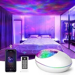Cloyster Galaxy Projector, LED Star Night Light Ocean Wave Projector with Bluetooth Music Speaker, Remote Control and 8 Starlight Projector Modes for Kids Adult Playroom Decor (White)-picture-22