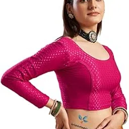 krishiv fashion Stylish Women's Full Sleeve Blouses: Stretchable, Breathable Dobby Cotton, Round Scoop Neck Designs Perfect for Saree & Choli Blouse for Women-picture-31