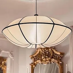 Export India Designer Home Decorative Silk Pendant Lamp (16 x 16 Inch) for Living Room | Decoration Lamp Shades | Lamp for Room | Ceiling Lights for Hall | Hanging Lampshade (White)-picture-19