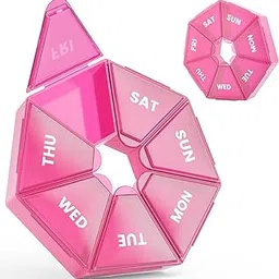 Weekly Pill Organizer, Portable Pill Box Medicine case (Seven Day) New Edition for Vitamin/Tablets/Pills/Supplements, User Friendly (Pink)-image-79
