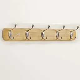 HOKIPO Bamboo Wooden Wall Mounted Hook Rail for Hanging Clothes - 5 Hooks Rail (AR-3832)-image-11