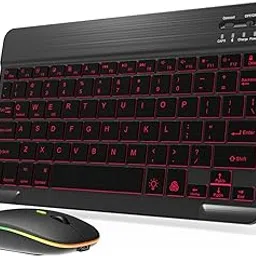 Backlit Bluetooth Keyboard and Mouse Combo for iPad Air Pro Mini Tablet iPhone Android Samsung Smartphone Cell Phone Rechargeable Ultra Slim Wireless Keyboard Mouse Portable iPadOS 13 & Above (Black)-picture-62