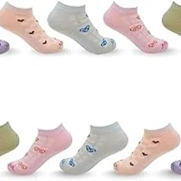 mojaah Women's Ankle Socks - Cotton Blend, Butterfly Pattern, Messed type of design for 5 Pastel Colours, Ventilated Mesh, Anti-Slip Grip, Moisture Wicking-picture-38