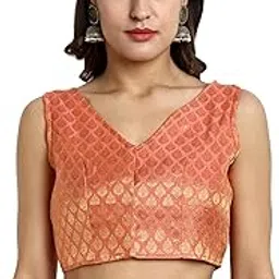 vardha Women's Readymade Brocade Saree Blouse with Simple Look and Sleeveless Style | Blouse for Women-picture-11