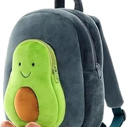 bagvilla Toddler Avocado Backpack, Plush Velvet, Grey with Green Design, Adjustable Straps, for Ages 2-5 Green & Grey, Adjustable Straps. School Bag for Boys & Girls-picture-52