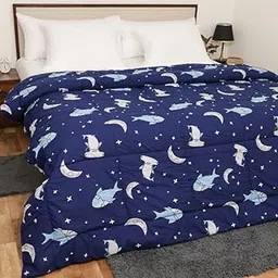 Mahaveer Cotton AC Quilt for Single Bed Home Microfiber 200 GSM Comforter Single Bed All Season Dohar/Duvet/Quilt Blanket for Ac Lightweight Single - 68 x 90 inch_Moonlit Sharks-image-87