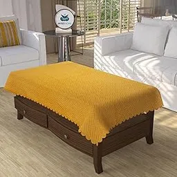Velvet 36x54 Inch Solid Quilted 4 Seater Center Table Cover (Yellow)-picture-29