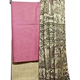 stb-silk textiles bhagalpur Women's Cotton Silk Handcrafted Unstitched Salwar Suit Dress Material With Printed Dupatta (Yellow)-picture-13