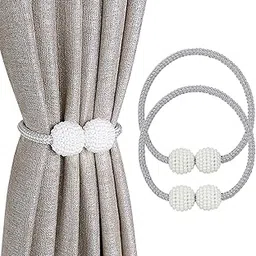 TIED RIBBONS Set of 2 Handmade Magnetic Curtain Tiebacks Magnetic (Grey, 17 Inch) - Curtain Tie Backs Rope Outdoor Treatment Holdbacks Curtain Holders for Drapes Window Sheer Drapes Outdoor Indoor-picture-14