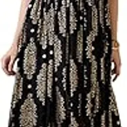 globus Women Ethnic Motifs Round Neck Belted Midi A-Line Dress image 1