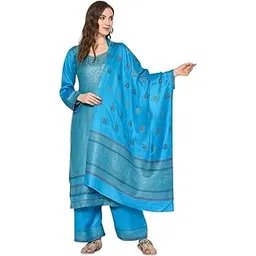 safaa Viscose Acrylic Wool Women Suit Dress Material (Unstiched) For Winter Sky color-picture-27