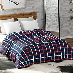 haus & kinder Flannel Blankets 450 GSM Reversible Blankets for Extra Warm, AC Room, Kids, Adults | Soft Microfiber Single Blanket | Neavy, Blue Stripe-picture-13