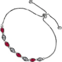 inari shines 925 Sterling Silver Adjustable Bracelet with Zircon and Ruby stones | Gift For Women & Girls | Certificate of Authenticity-picture-54