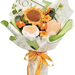 CALANDIS Crochet Flower Bouquet Hand Knitted for 0s Day Gift Wedding Birthday Green | Floral Dacor | Home Dacor-picture-21
