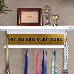 Odestar, Display Medal Hanger, Premier Award Medal Display Rack and Trophy Shelf Large (Size 45 x 15 x 8 Centimeters) White-picture-10