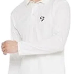 SG Club Full Sleeve Cricket Shirt Whites Junior | Move Freely and Stay Cool with Our Stretch Shorts & Breathable Tees-image-0