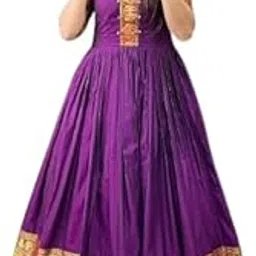 thapnath Traditional Anarkali Gown, Emerald Green with Gold Border, Maxi Indian Ethnic Gown-picture-36