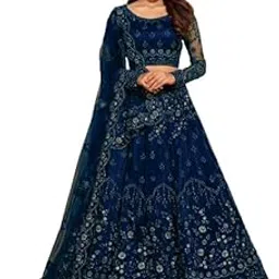 zaalima fashion with z logo Women's Embroidered Semi-Stitched Net Lehenga Choli-picture-16
