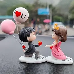 SARTE Car Dashboard Toys – Adorable Couple Figurine with 1 Boy and 1 Girl Balloon, Perfect Car Decoration and Gift for Car Lovers, Includes 6 Resin Adhesive Stickers (Pink & Grey)-picture-17
