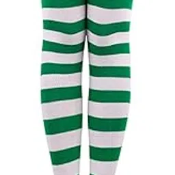enakshi (label) Striped Socks Comfortable Thigh High Socks for Costume Party Green White|Clothing Shoes & Accessories | Womens Clothing | Hosiery & Socks | Socks image 1