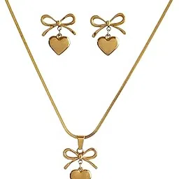 jewilley Bow-Heart Linked Necklace for Women With Earrings | Anti-Tarnish Waterproof Jewelry | Birthday, Anniversary & Wedding Gift for Wife, Mother, Sister-picture-36