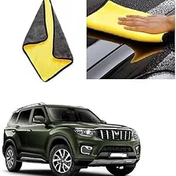 Car Cleaning and Detailing-Dual Sided Microfiber Cloth 600 GSM 40cm x 40cm (Pack of 2) Suitable for Mahindra Scorpio 2022-image-0