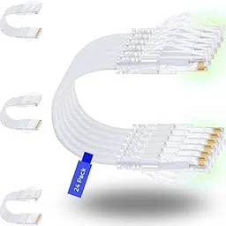 Rapink Patch Cables Cat6/ Cat6a 0.5ft (24 Pack) Slim, Cat6a Ethernet Patch Cable 10G Support, Snagless Cat 6 Patch Cable for Patch Panel to Switch, Flexiable Cat6 Ethernet Cable White-picture-19