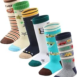 cottock 6 Pairs Toddler Boy Non Skid Socks Knee High Cotton with Grips, Baby Boys Anti-skid Socks-picture-41