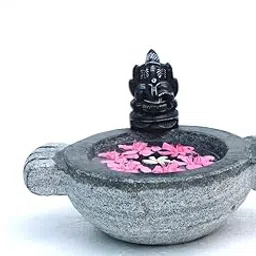 MYNAKSHA Granite Uruli Bowel Stone with 1 Doll for Home Decor|Ethnic Traditional Bowl Showpiece,Uruli for Flower Decoration|Declarative Bowel|Mortor and Pestle Stone 8 inch Dia Grey-picture-53