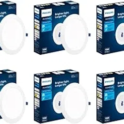 PHILIPS Polycarbonate Astra Sleek 15-watt Round LED Downlighter|LED Ceiling Light for Home and Hall|Cut Out: 140 mm, Color: Cool Day Light, Pack of 6 image 1