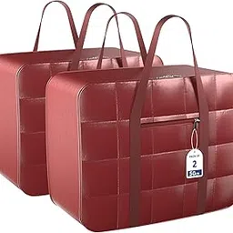 Heart Home Storage Attachi Bag | Parachute Travel Storage Bag | Underbed Storage Bag | Storage Organizer for Clothes | Zipper Closure Blanket Bag with Handle | Small | Pack of 2 | Maroon-picture-24